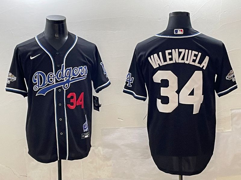 Men Los Angeles Dodgers #34 Valenzuela Black Fashion Game 2025 Nike MLB Jersey style 3065